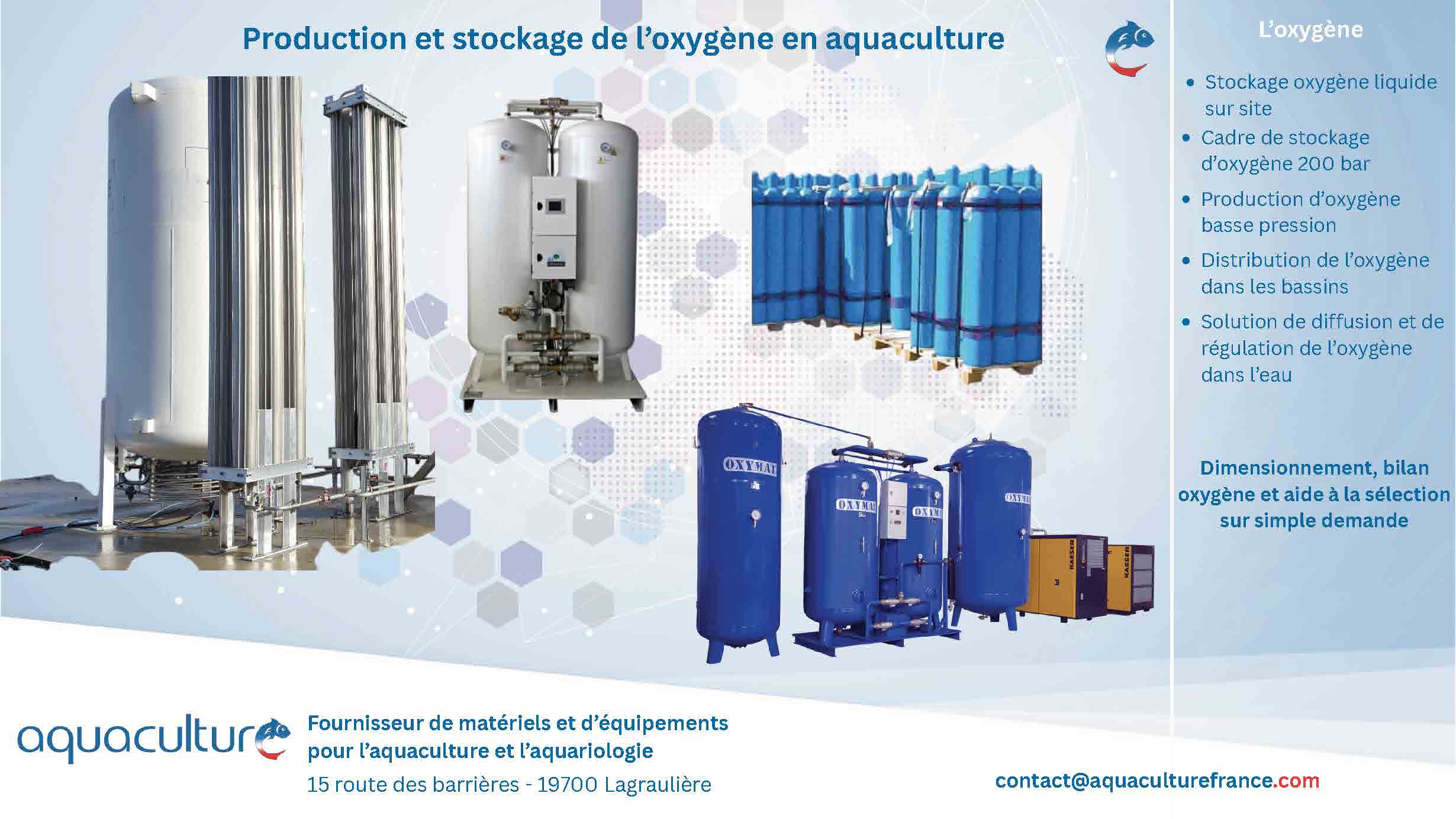 Production et stockage de l’oxygène en aquaculture